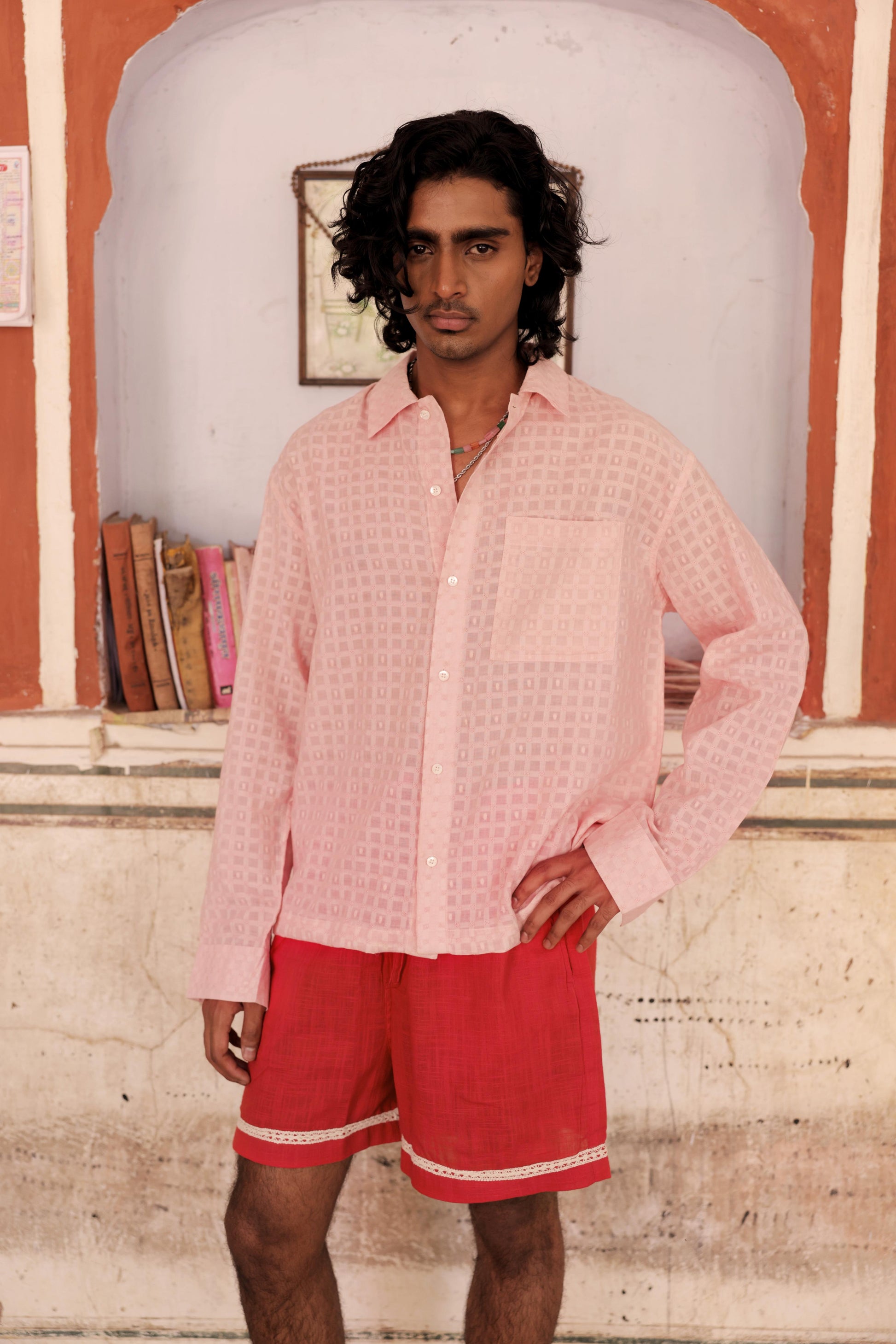 Summer Pink Dobby Shirt