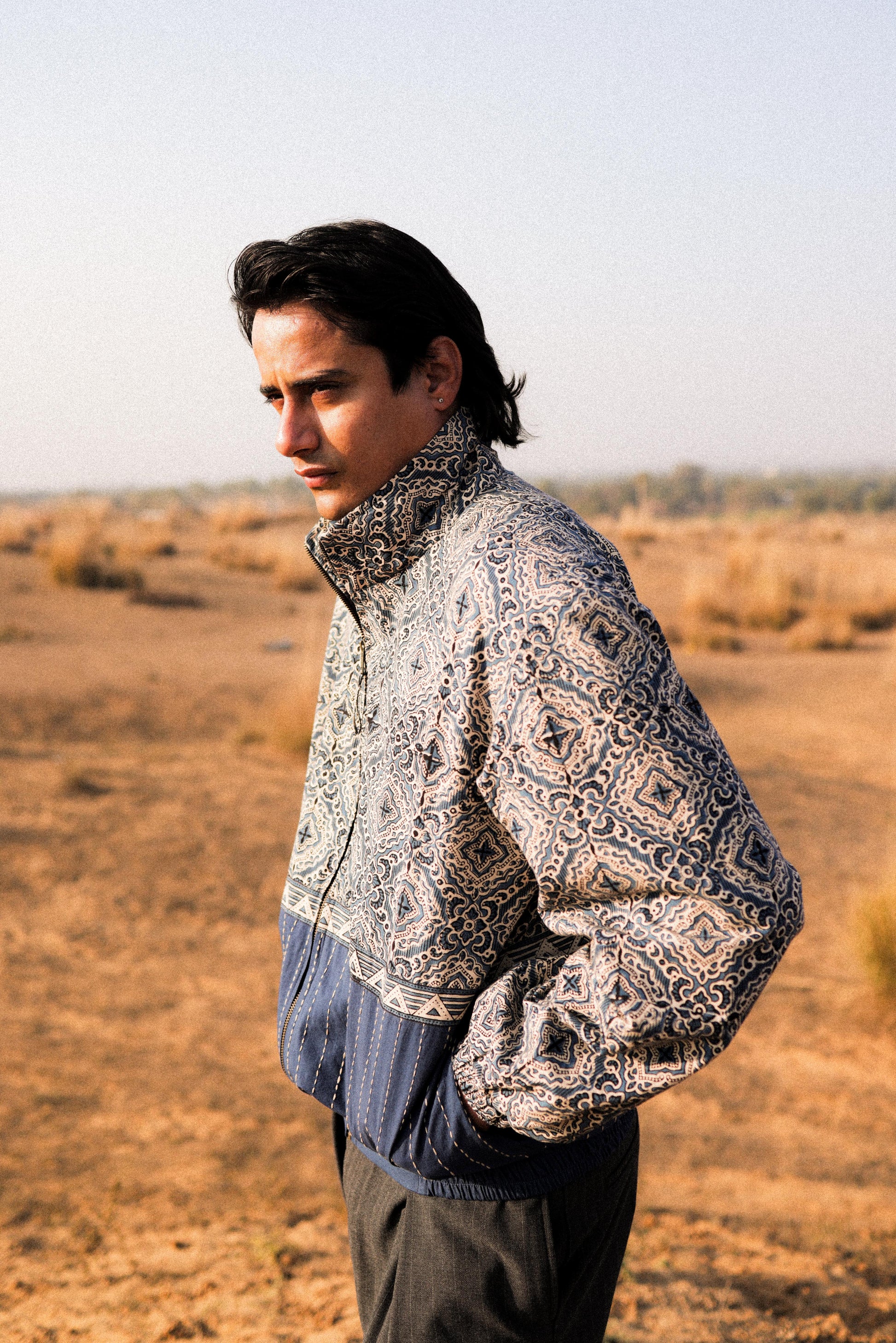 Bagru Kantha Handcrafted Track Jacket