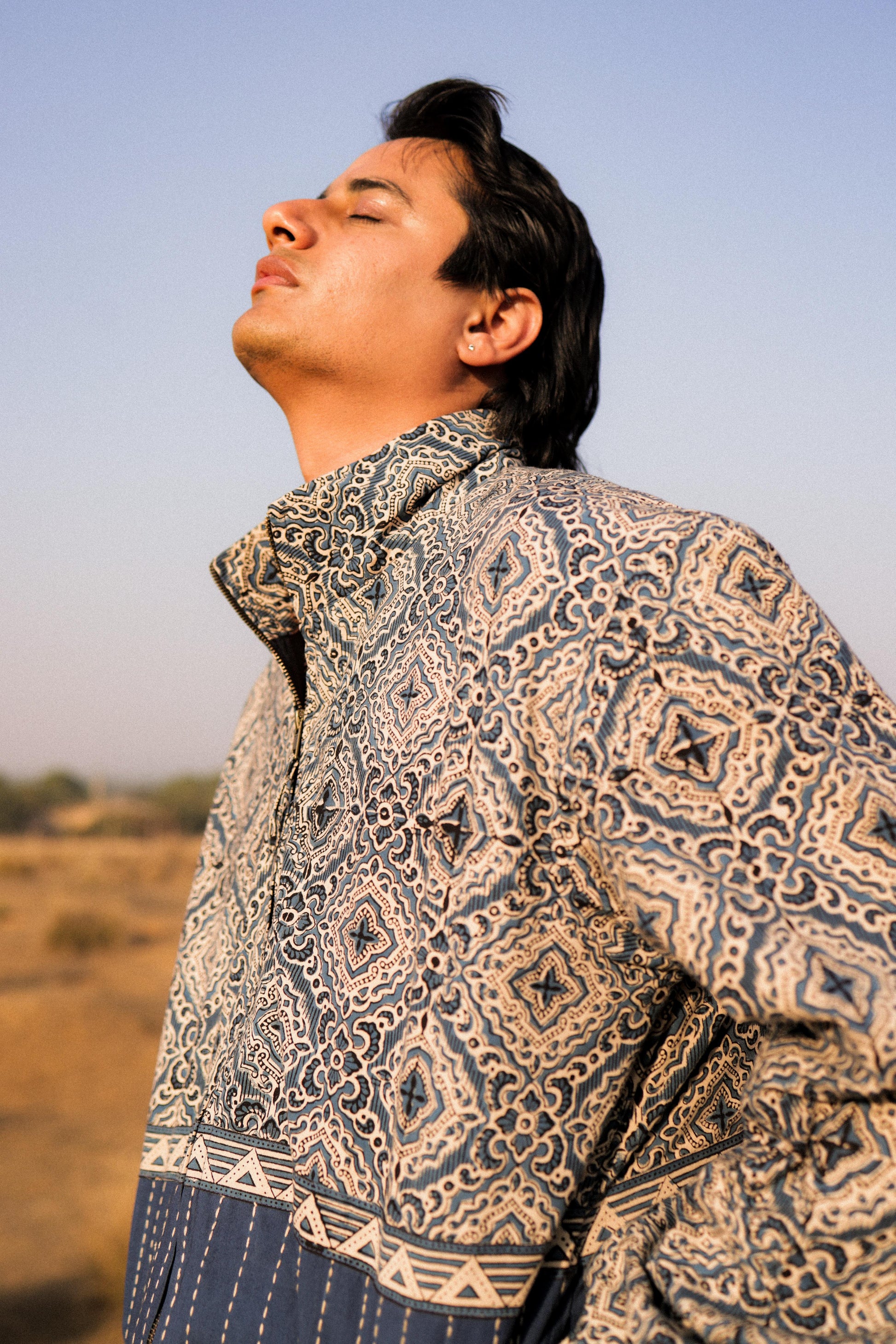 Bagru Kantha Handcrafted Track Jacket