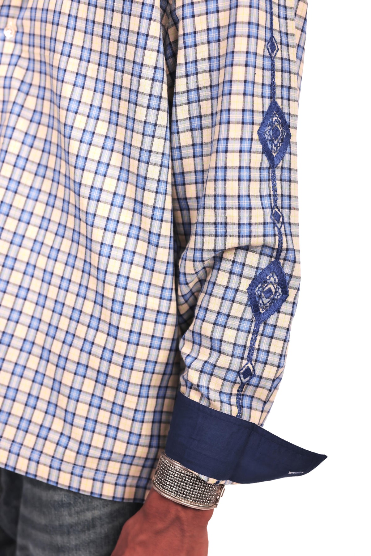 Para Yellow Embroidered Checks Shirt