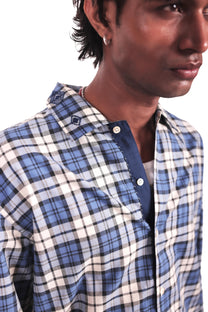 Para Blue Embroidered Checks Shirt