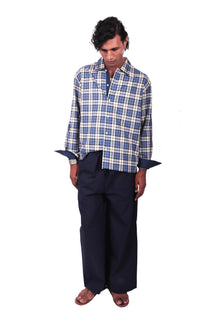 Para Blue Embroidered Checks Shirt