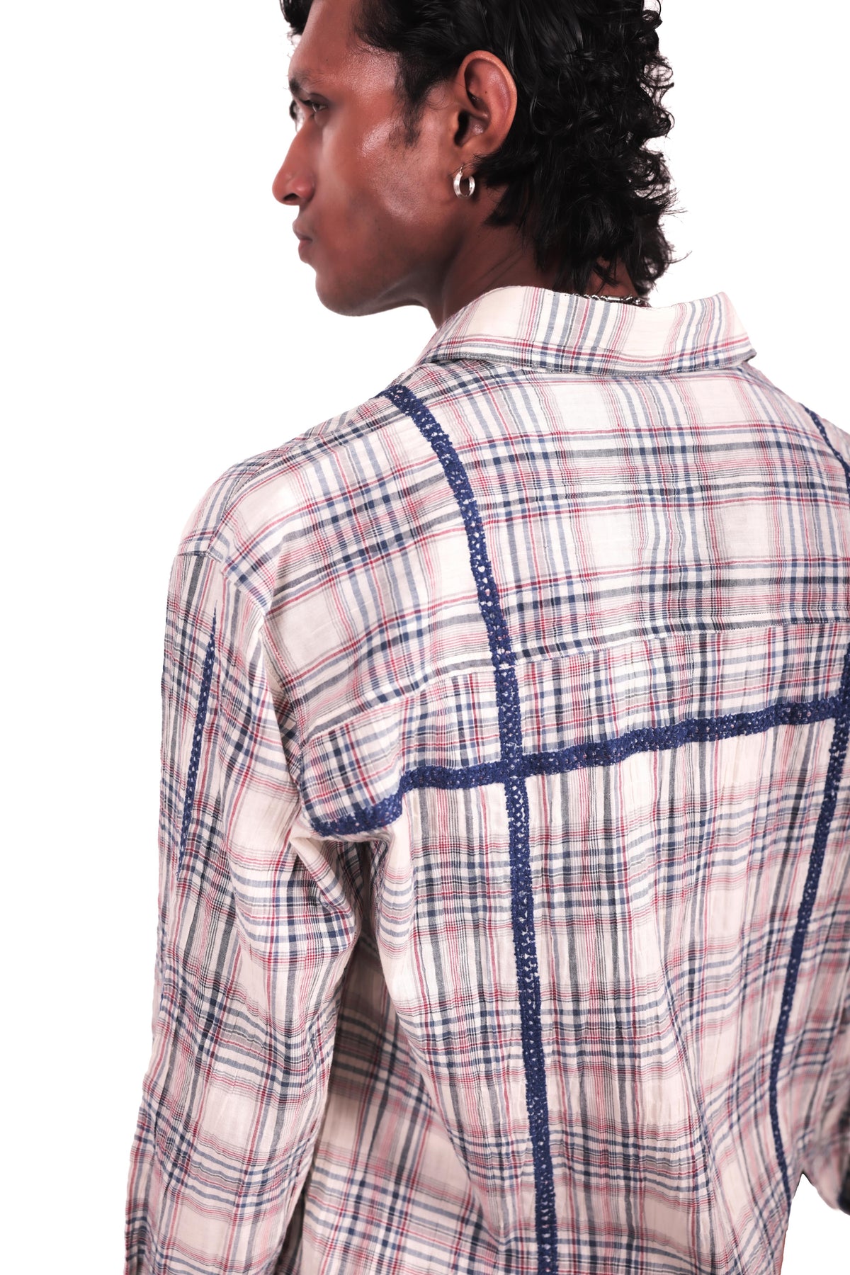 Cream Checks Embroidered Shirt