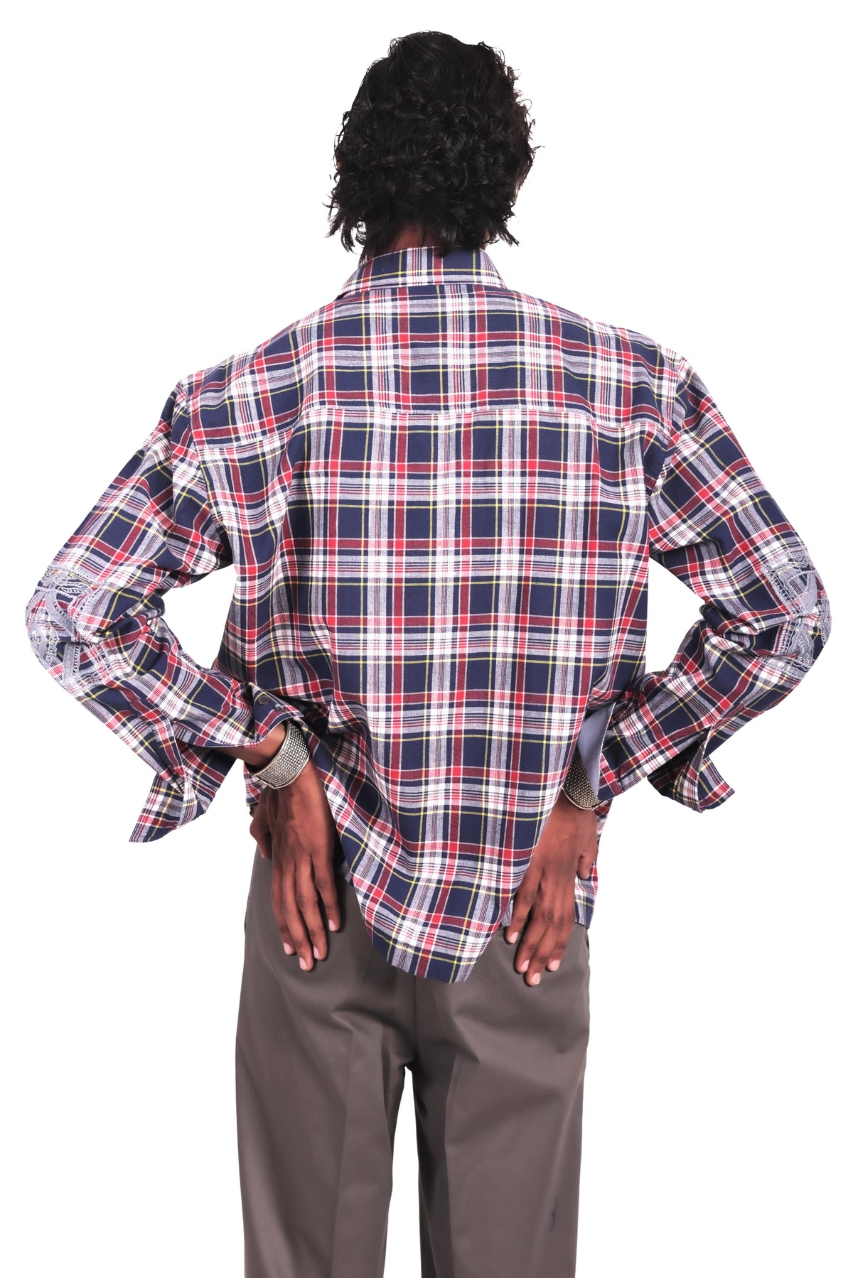 Blue Chowk Embroidered Checks Shirt