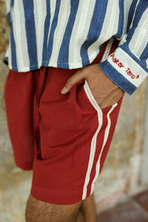 Blue &amp; Cream Hand-Blocked Dobby Shirt