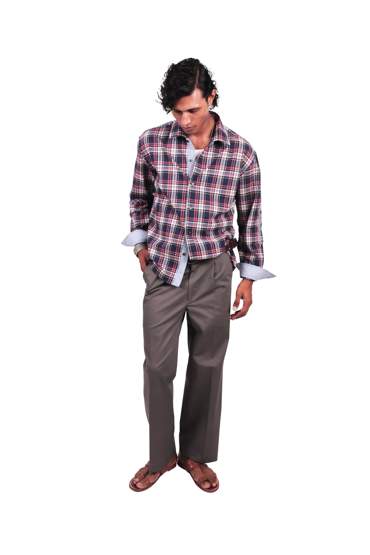 Blue Chowk Embroidered Checks Shirt