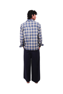 Para Blue Embroidered Checks Shirt