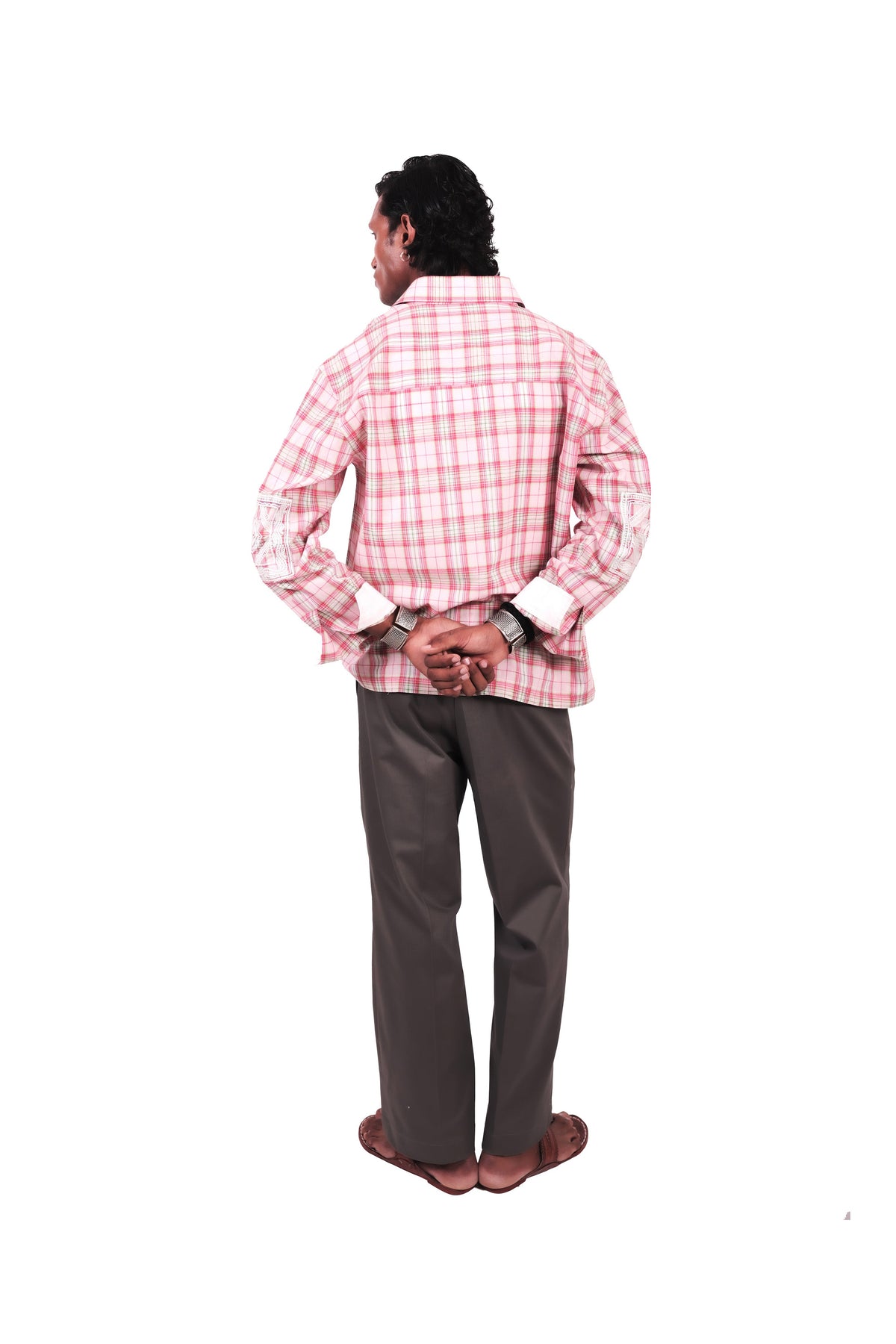 Pink Chowk Embroidered Checks Shirt